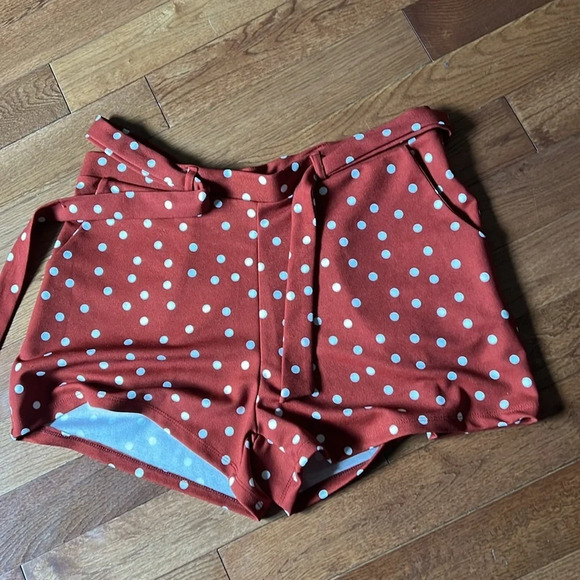 Lily Morgan polka dots paper back waist belted shorts Sz XL - Picture 9 of 10